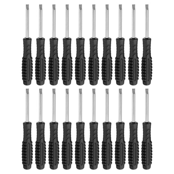 Uxcell 20pcs SL4.0 Mini Flat Head Screwdriver 4.53" Length Screwdrivers 2.8" Carbon Steel with Ergonomic Handle for DIY Repairing, Black