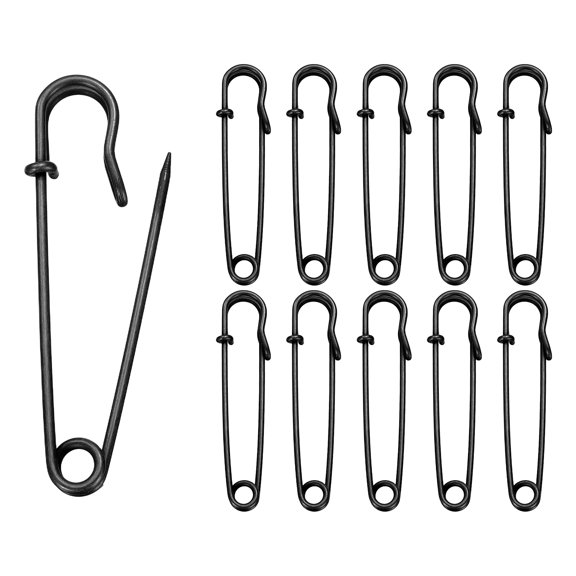 Uxcell 20pcs Safety Pins 2.76 Inch (70mm) Electroplated Steel Large Safety Pin Heavy Duty Sewing Safety Pins Bulk for Clothes Sewing Arts DIY Crafts, Black