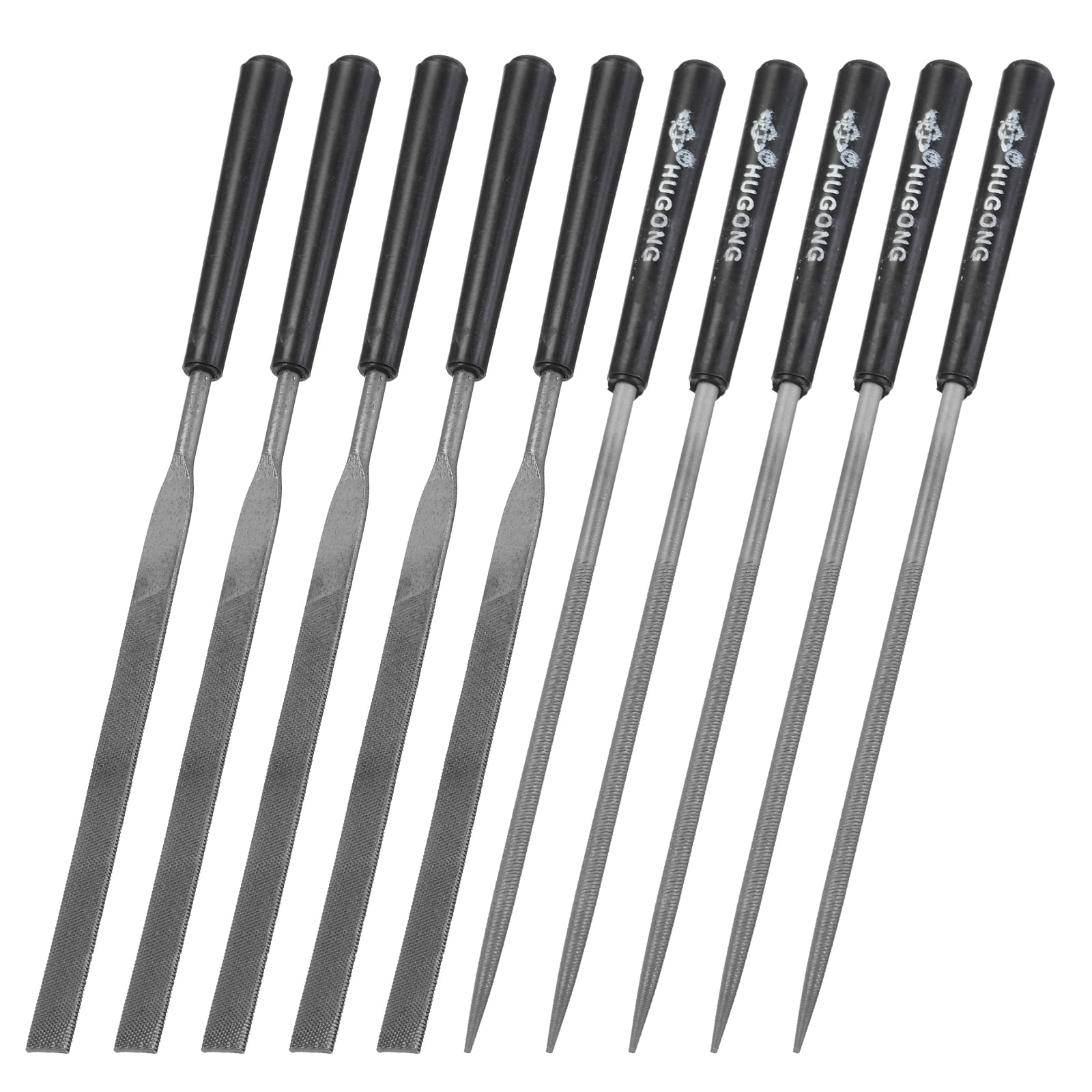 Uxcell 20pcs Second Cut Steel Flat Round Needle File with Plastic ...