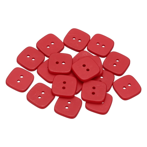 Uxcell 20pcs Sewing Button 22mm (7/8") 2 Holes Square Resin Button Craft Sewing Replacement Accessories for Clothing DIY Crafts Decoration, Red