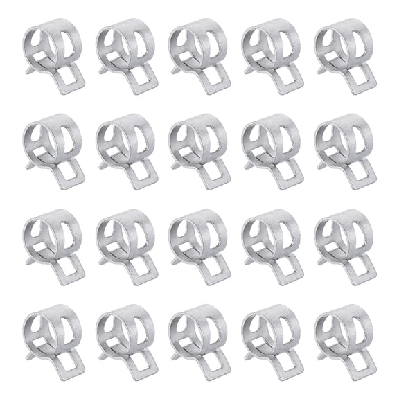Uxcell 20pcs Spring Band Type Hose Clamps 12.5mm Fuel Line Hose Spring Clip Silicone Vacuum Hose Pipe Clamp Low Pressure Tube Clip Fastener, Silver