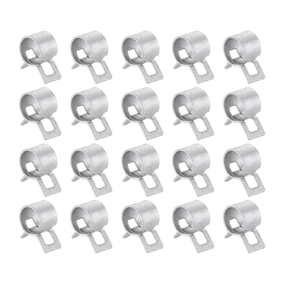 Uxcell 20pcs Spring Band Type Hose Clamps 7mm Fuel Line Hose Spring Clip Silicone Vacuum Hose Pipe Clamp Low Pressure Tube Clip Fastener, Silver