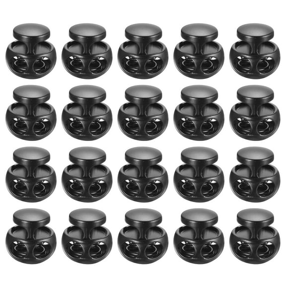 Uxcell 20pcs Spring Cord Lock Metal Cord Stopper Fastener Double Hole Toggle Stopper for Drawstring, Black Matte