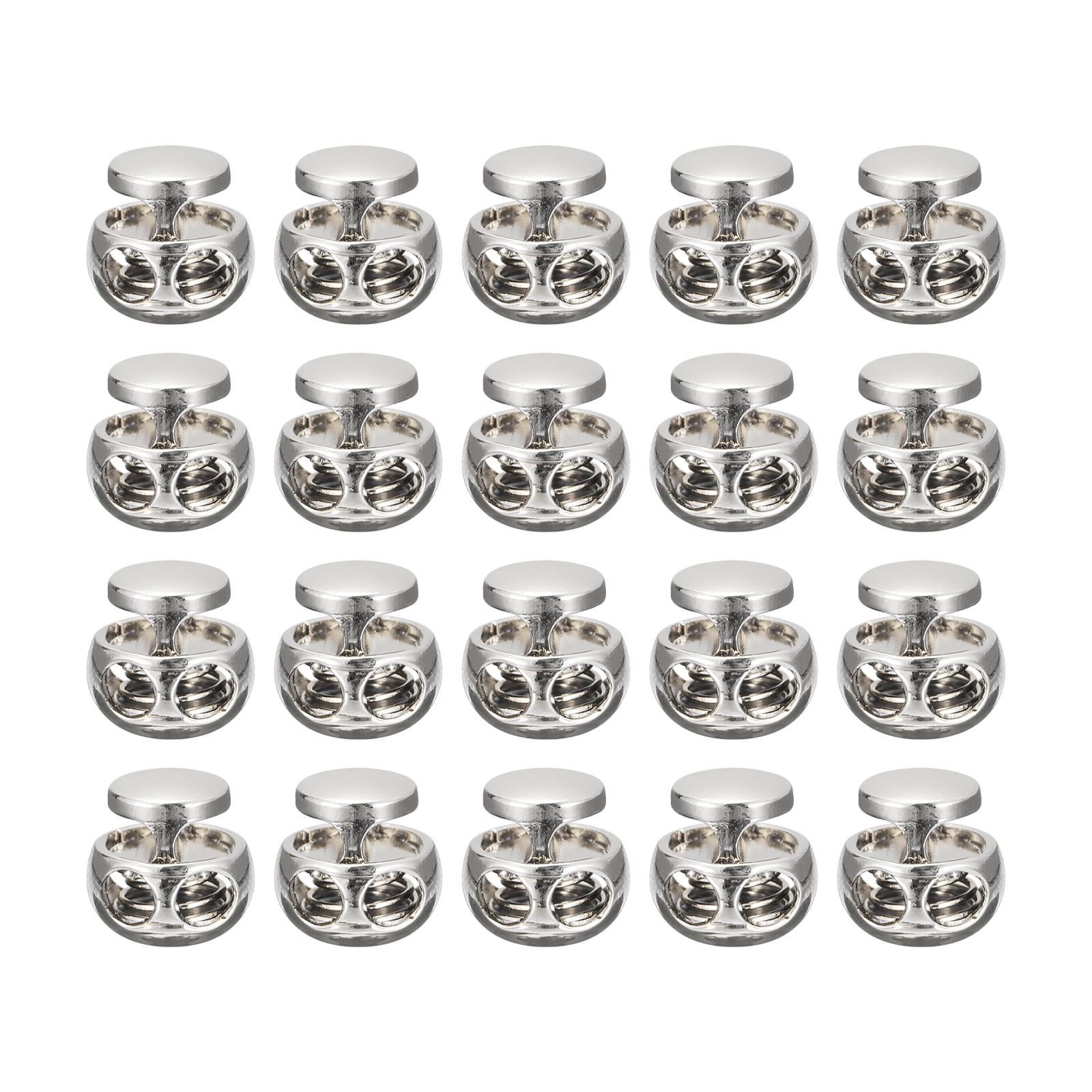 Uxcell 20pcs Spring Cord Lock Metal Cord Stopper Fastener Double Hole ...