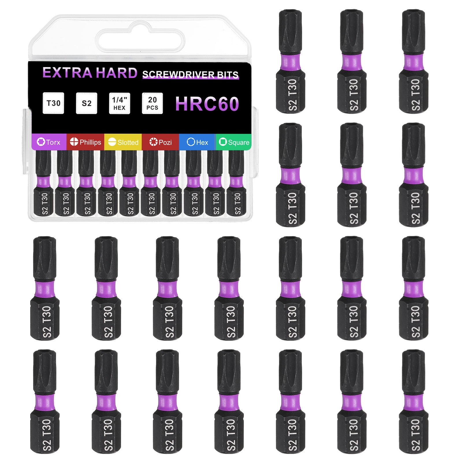 Uxcell 20pcs TT30 Torx Screwdriver Bit 1/4