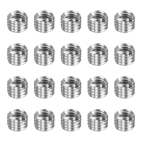 Uxcell 20pcs Thread Repair Inserts M8 x 1.25 Male to M6 x 1 Female Thread 6mm Long Stainless Steel Reducing Nuts Metric Self Tapping Sleeves