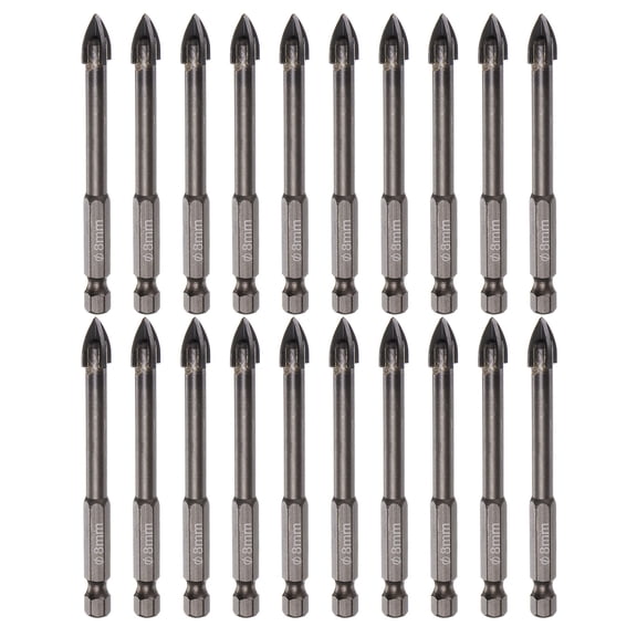 Uxcell 20pcs Titanium Masonry Drill Bit 8mm Concrete Drill Bit 78mm Length Hex Shank