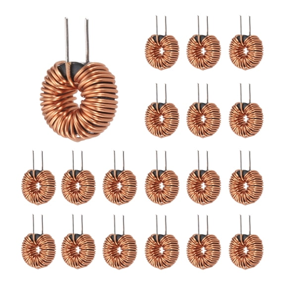 Uxcell 20pcs Toroid Core Inductor, 100uH 5A Copper Wire Wind Wound Inductance Magnetic Coil for Transformers, 0.63" Outer Dia.