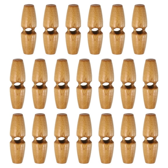Uxcell 20pcs Wooden Toggle Buttons 30mm / 1.2" Single Hole Wood Olive Horn Sewing Buttons for Coat Sweaters Clothing DIY Craft, Light Brown
