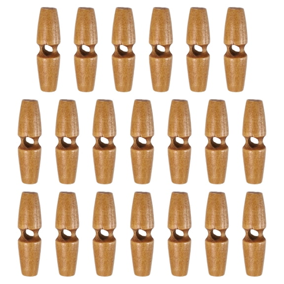 Uxcell 20pcs Wooden Toggle Buttons 45mm / 1.8" Single Hole Wood Olive Horn Sewing Buttons for Coat Sweaters Clothing DIY Craft, Light Brown