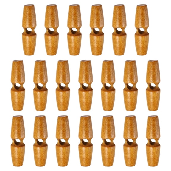 Uxcell 20pcs Wooden Toggle Buttons 45mm / 1.8" Single Hole Wood Olive Horn Sewing Buttons for Coat Sweaters Clothing DIY Craft, Medium Brown