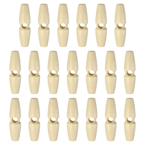 Uxcell 20pcs Wooden Toggle Buttons 45mm / 1.8" Single Hole Wood Olive Horn Sewing Buttons for Coat Sweaters Clothing DIY Craft, Natural Color