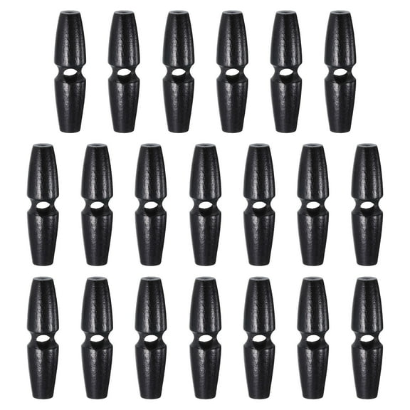 Uxcell 20pcs Wooden Toggle Buttons 50mm / 2" Single Hole Wood Olive Horn Sewing Buttons for Coat Sweaters Clothing DIY Craft, Black