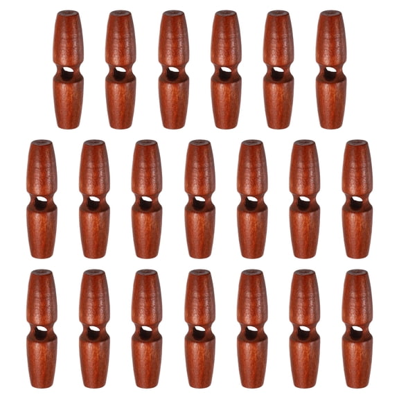Uxcell 20pcs Wooden Toggle Buttons 55mm / 2.2" Single Hole Wood Olive Horn Sewing Buttons for Coat Sweaters Clothing DIY Craft, Red Coffee