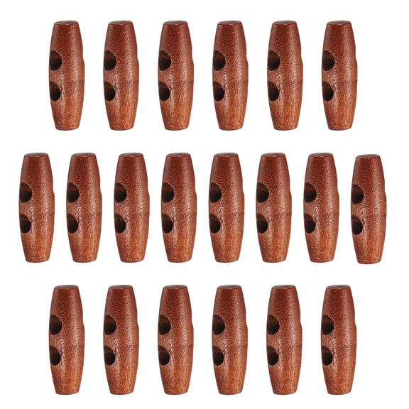 Uxcell 20pcs Wooden Toggle Buttons, Olive Wood Sewing Buttons, 30mm / 1.2-Inch Horn Oval 2-Hole Wood Buttons for Coat, Sweaters, Clothing, Maroon