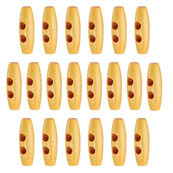 Uxcell 20pcs Wooden Toggle Buttons, Olive Wood Sewing Buttons, 35mm / 1.4-Inch Horn Oval 2-Hole Wood Buttons for Coat, Sweaters, Clothing, Beige