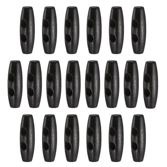 Uxcell 20pcs Wooden Toggle Buttons, Olive Wood Sewing Buttons, 35mm / 1.4-Inch Horn Oval 2-Hole Wood Buttons for Coat, Sweaters, Clothing, Black