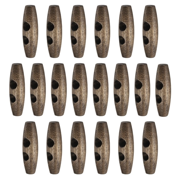 Uxcell 20pcs Wooden Toggle Buttons, Olive Wood Sewing Buttons, 40mm / 1.6-Inch Horn Oval 2-Hole Wood Buttons for Coat, Sweaters, Clothing, Coffee Brown