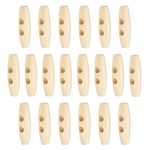 Uxcell 20pcs Wooden Toggle Buttons, Olive Wood Sewing Buttons, 45mm / 1.8-Inch Horn Oval 2-Hole Wood Buttons for Coat, Sweaters, Clothing, Natural Color