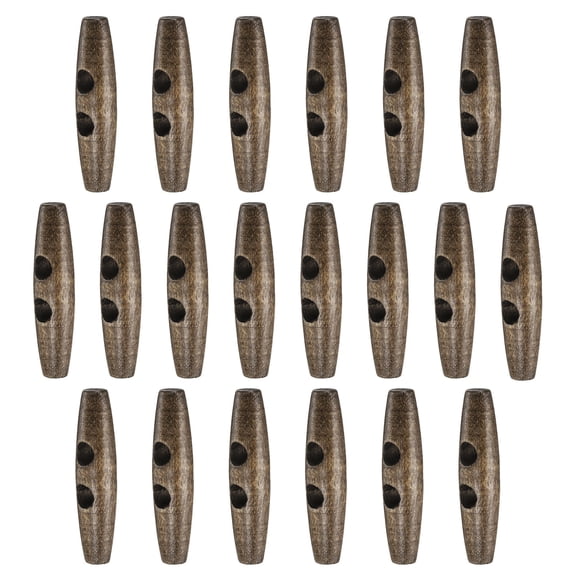 Uxcell 20pcs Wooden Toggle Buttons, Olive Wood Sewing Buttons, 50mm / 2-Inch Horn Oval 2-Hole Wood Buttons for Coat, Sweaters, Clothing, Coffee Brown