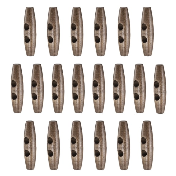 Uxcell 20pcs Wooden Toggle Buttons, Olive Wood Sewing Buttons, 55mm / 2.2-Inch Horn Oval 2-Hole Wood Buttons for Coat, Sweaters, Clothing, Coffee Brown