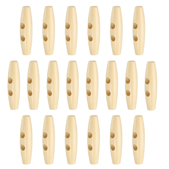 Uxcell 20pcs Wooden Toggle Buttons, Olive Wood Sewing Buttons, 55mm / 2.2-Inch Horn Oval 2-Hole Wood Buttons for Coat, Sweaters, Clothing, Natural Color