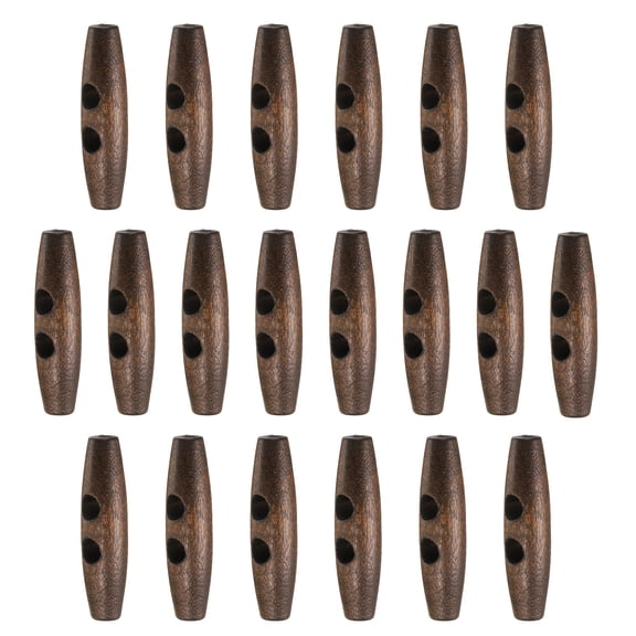 Uxcell 20pcs Wooden Toggle Buttons, Olive Wood Sewing Buttons, 55mm / 2.2-Inch Horn Oval 2-Hole Wood Buttons for Coat, Sweaters, Clothing, Dark Brown