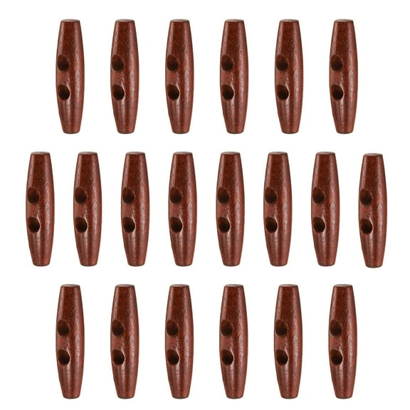 Uxcell 20pcs Wooden Toggle Buttons, Olive Wood Sewing Buttons, 55mm / 2.2-Inch Horn Oval 2-Hole Wood Buttons for Coat, Sweaters, Clothing, Maroon