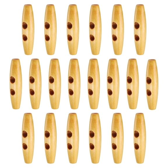Uxcell 20pcs Wooden Toggle Buttons, Olive Wood Sewing Buttons, 60mm / 2.4-Inch Horn Oval 2-Hole Wood Buttons for Coat, Sweaters, Clothing, Beige
