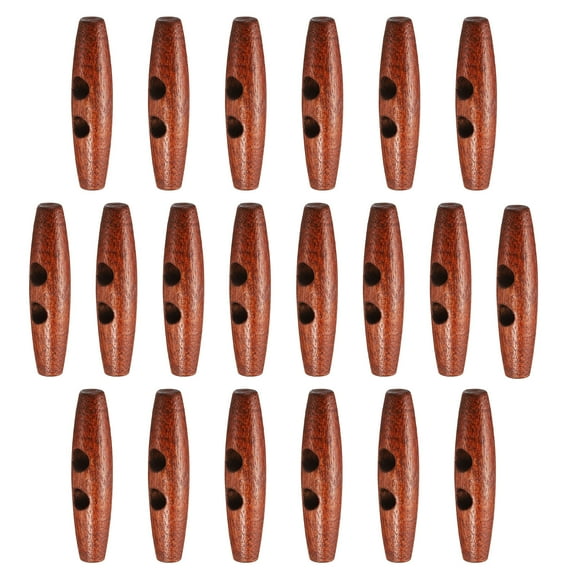 Uxcell 20pcs Wooden Toggle Buttons, Olive Wood Sewing Buttons, 60mm / 2.4-Inch Horn Oval 2-Hole Wood Buttons for Coat, Sweaters, Clothing, Maroon