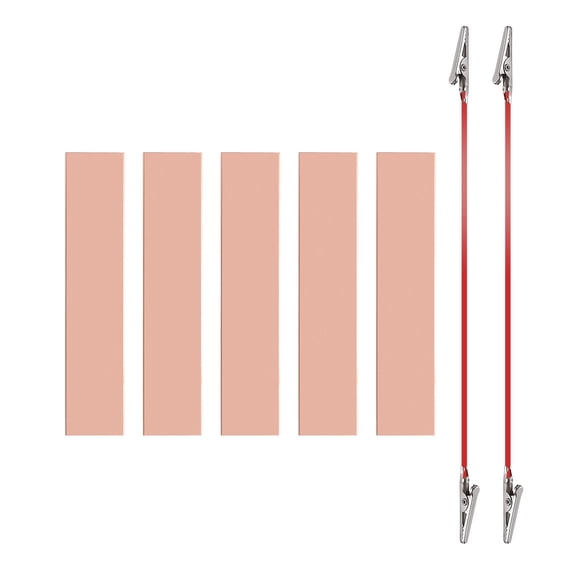 Uxcell 20x100mm Copper Anode Sheet, 5 Pack Pure Copper Strip (99.995% Pure) 1mm Thick Plate Electrode Set with Alligator Clips Cables for Electroplating Plating Experiment
