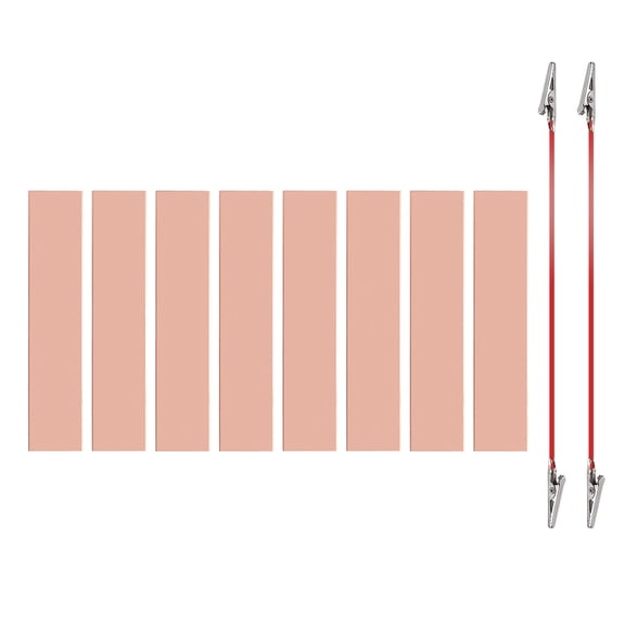 Uxcell 20x100mm Copper Anode Sheet, 8 Pack Pure Copper Strip (99.995% Pure) 1mm Thick Plate Electrode Set with Alligator Clips Cables for Electroplating Plating Experiment