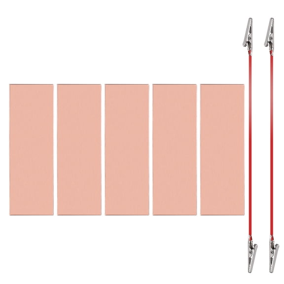 Uxcell 20x120mm Copper Anode Sheet, 5 Pack Pure Copper Strip (99.995% Pure) 1mm Thick Plate Electrode Set with Alligator Clips Cables for Electroplating Plating Experiment