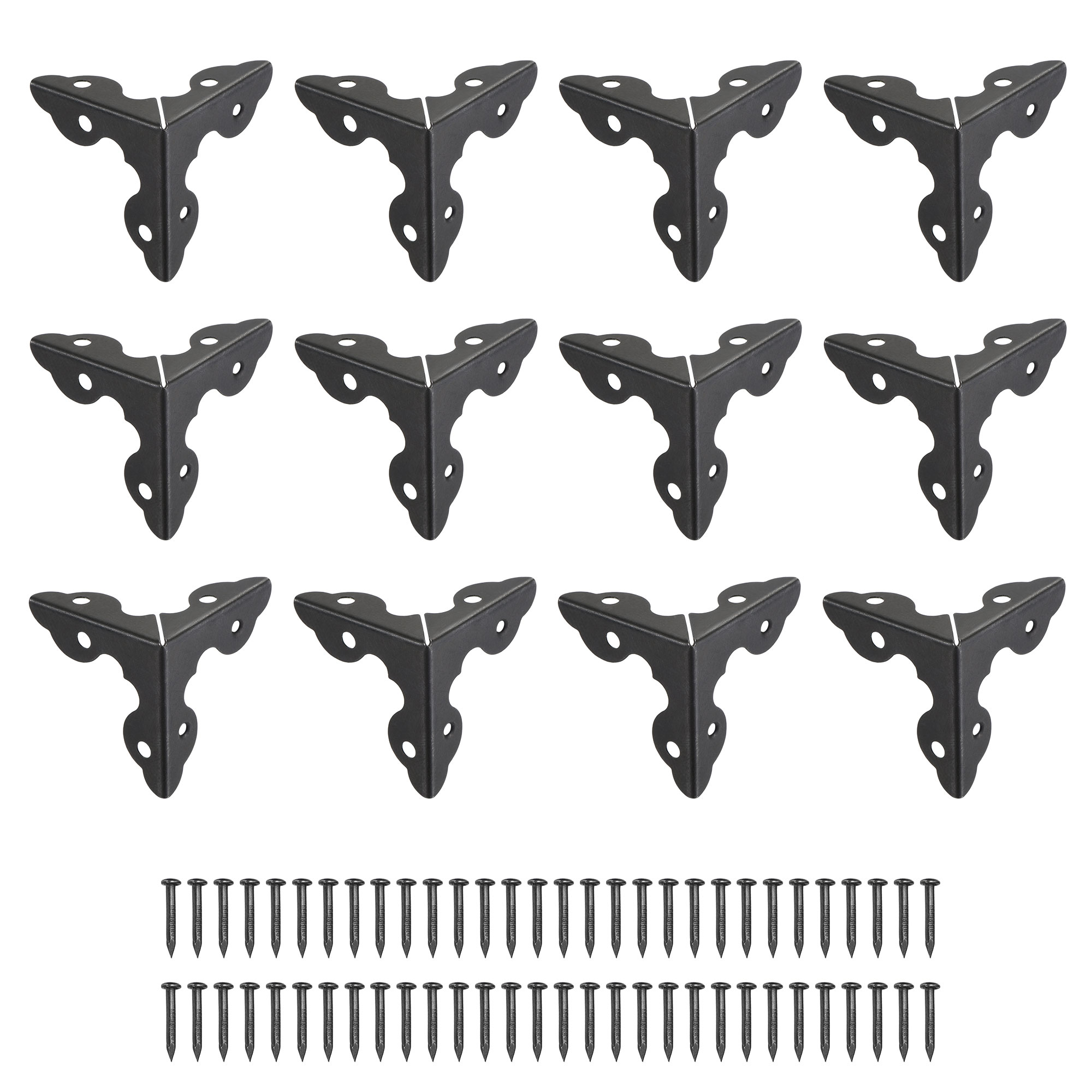 Uxcell 20x20x20mm Metal Box Corner Protectors Iron Black 12 Pack ...