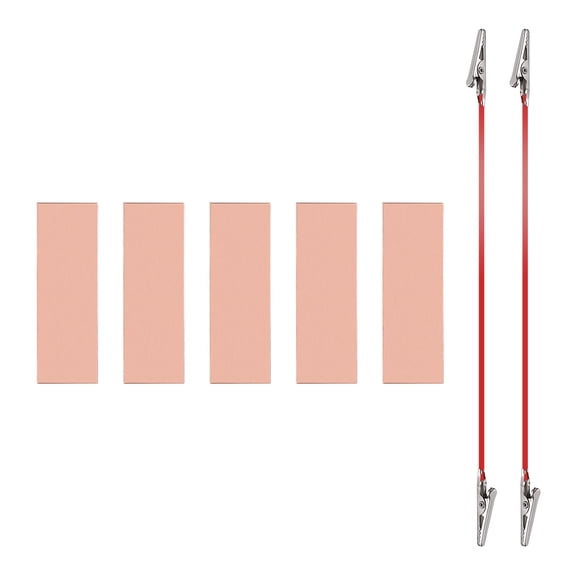 Uxcell 20x60mm Copper Anode Sheet, 5 Pack Pure Copper Strip (99.995% Pure) 1mm Thick Plate Electrode Set with Alligator Clips Cables for Electroplating Plating Experiment