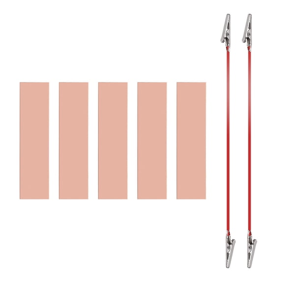 Uxcell 20x80mm Copper Anode Sheet, 5 Pack Pure Copper Strip (99.995% Pure) 1mm Thick Plate Electrode Set with Alligator Clips Cables for Electroplating Plating Experiment