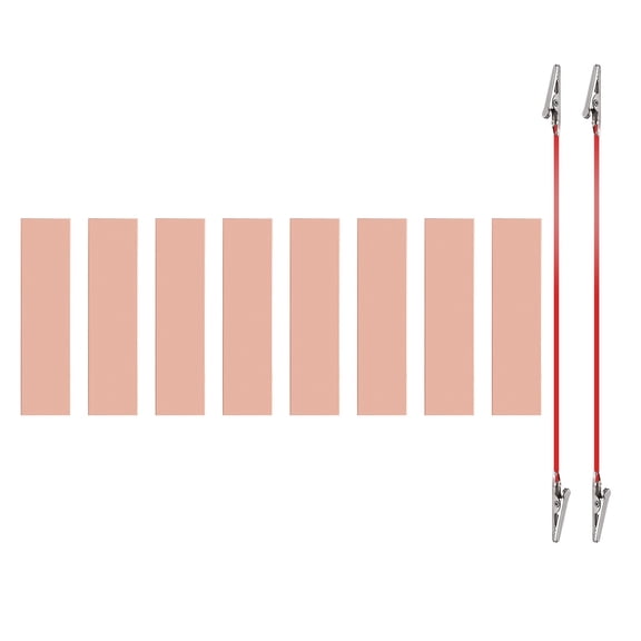 Uxcell 20x80mm Copper Anode Sheet, 8 Pack Pure Copper Strip (99.995% Pure) 1mm Thick Plate Electrode Set with Alligator Clips Cables for Electroplating Plating Experiment