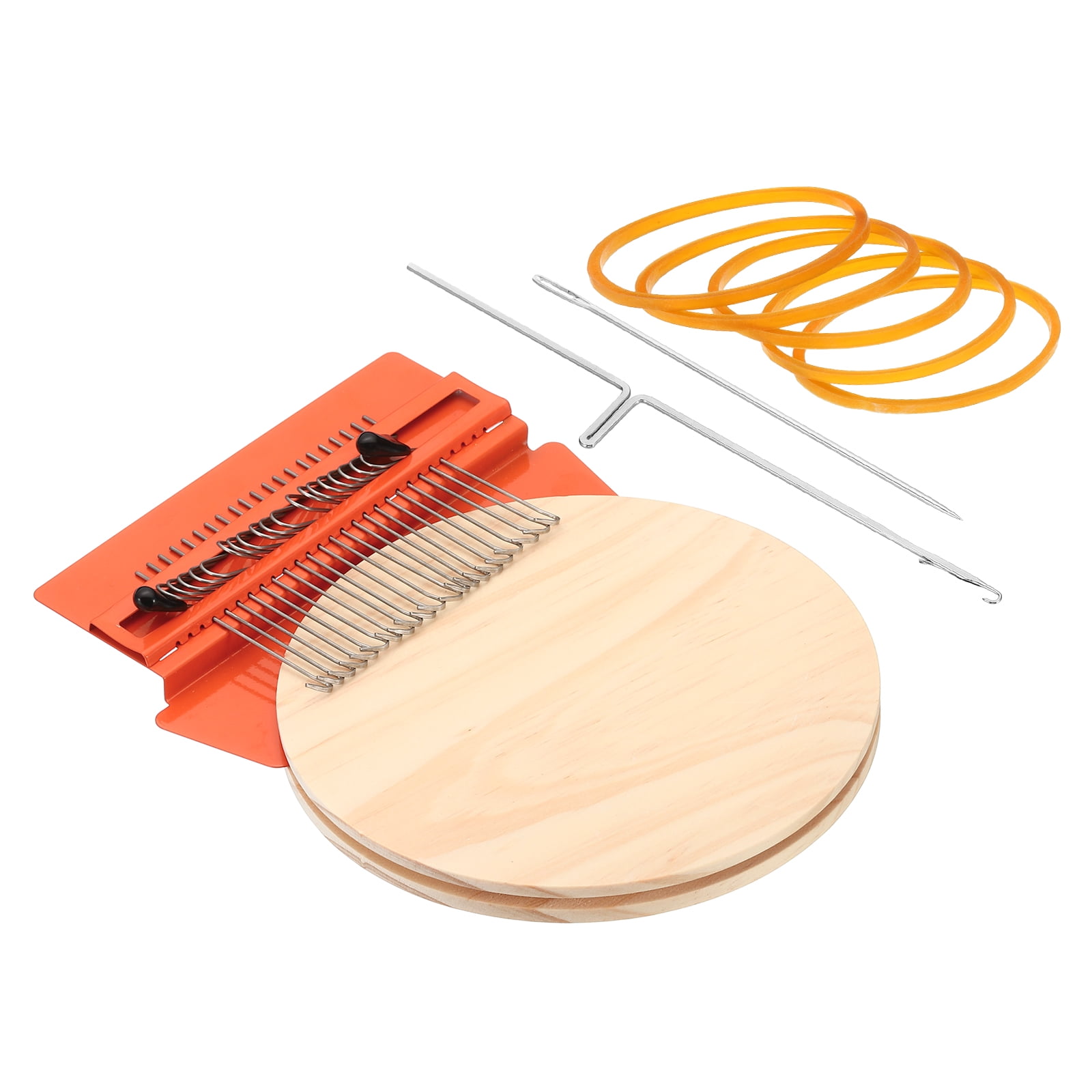 Uxcell 21 Hooks Mini Weaving Machines Kit, Metal Quickly Small Darning Weave Tool with Accessories, Orange Style 2