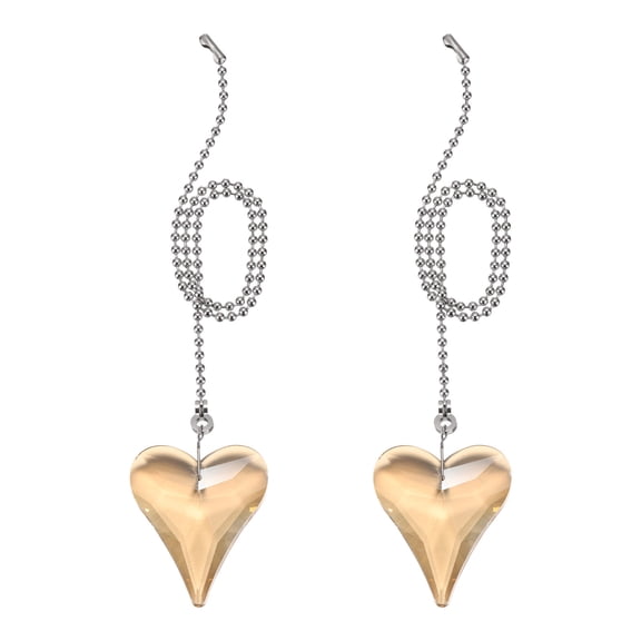 Uxcell 21 Inch Crystal Ceiling Fan Pull Chains, Champagne 2 Pcs (New Heart Shape)
