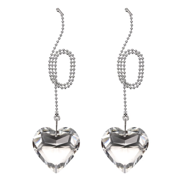 Uxcell 21 Inch Crystal Ceiling Fan Pull Chains, Clear, 2 Pcs (Heart Shape)