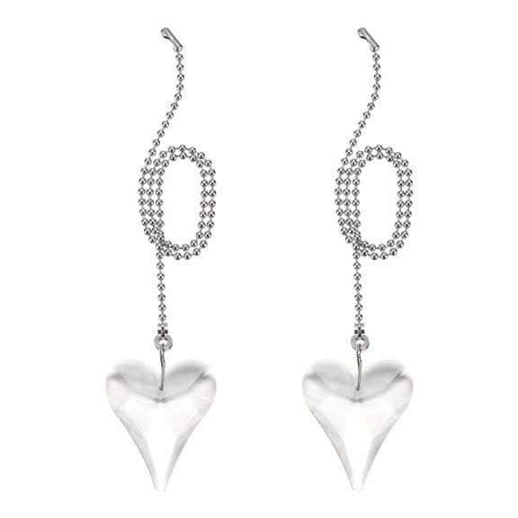 Uxcell 21 Inch Crystal Ceiling Fan Pull Chains, Clear 2 Pcs (New Heart Shape)