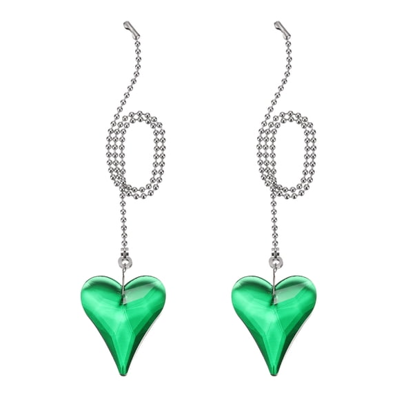 Uxcell 21 Inch Crystal Ceiling Fan Pull Chains, Light Green 2 Pcs (New Heart Shape)
