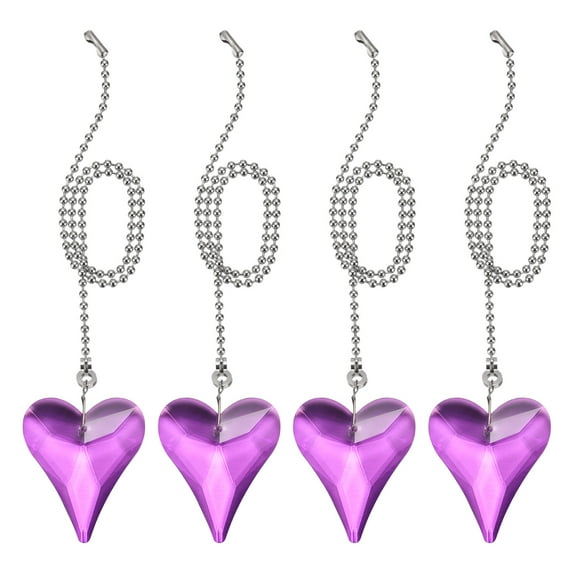 Uxcell 21 Inch Crystal Ceiling Fan Pull Chains, Purple 4 Pcs (New Heart Shape)