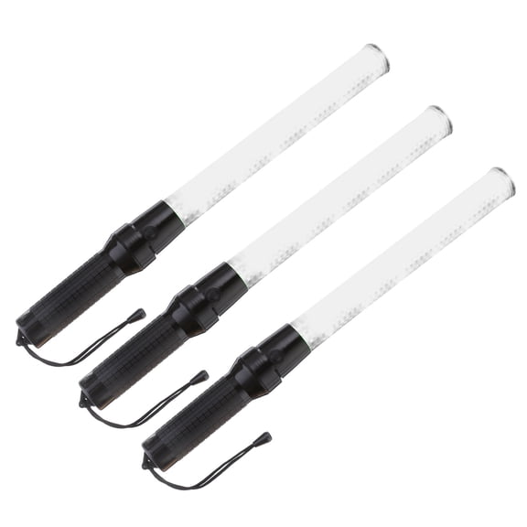 Uxcell 21 Inch Traffic Wands, 3 Pcs 2 Flashing Modes LED Warning Light Police Signal Controller with Wrist Lanyard, White