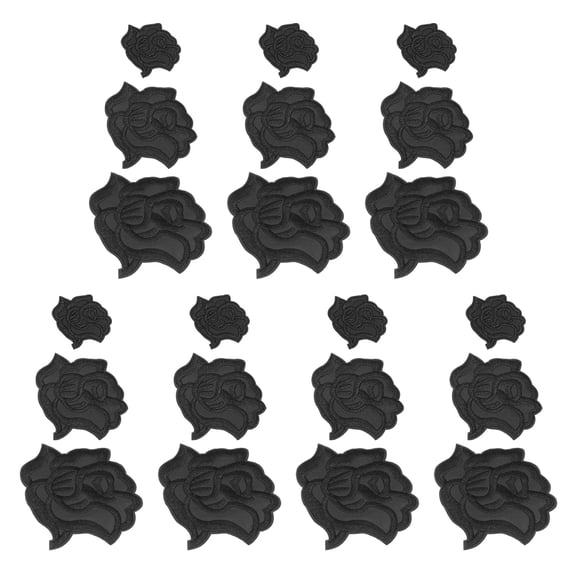 Uxcell 21 Pcs Black Rose Embroidered Patch Iron on Decorative Patches, 3 Size