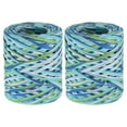 thumbnail image 1 of Uxcell 219 Yards Raffia Ribbon Raffia Craft Ribbon Paper Twine Wrapping Ribbon, Dark Blue/Green 2 Roll, 1 of 7