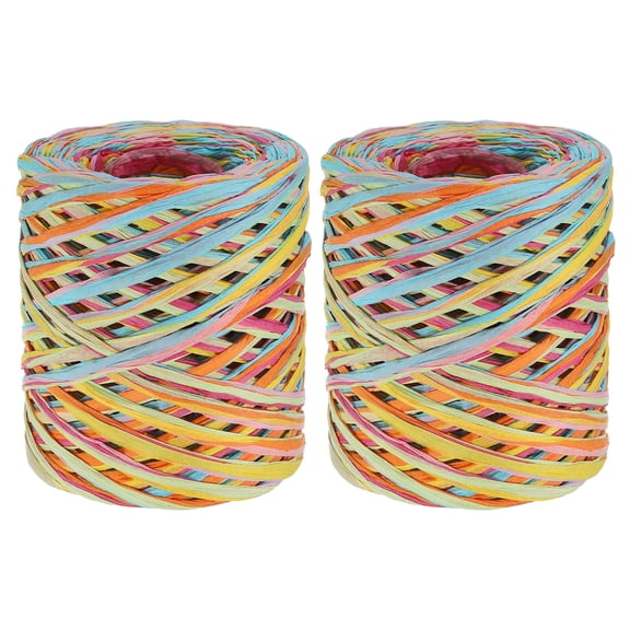 Uxcell 219 Yards Raffia Ribbon Raffia Craft Ribbon Paper Twine Wrapping Ribbon, Light Blue/Green 2 Roll