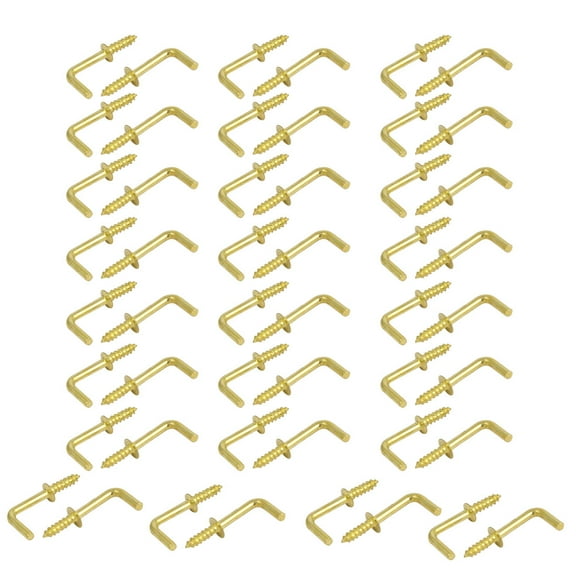 Uxcell 21mm Length Copper Plated Self-Tapping Right-Angle L Shape Screw Hook 50pcs