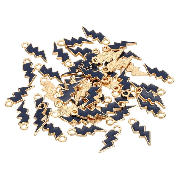 Uxcell 21x8mm Enamel Charm, 50Pcs Alloy Thunder Charm Pendant, Navy Blue