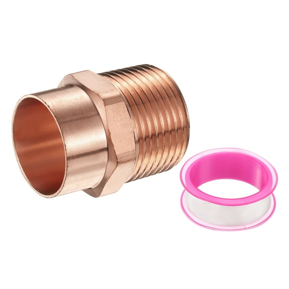Uxcell 22.23mm ID x 7/8" x 3/4"NPT Male Adapter Fitting, with C x M Connection Copper Pipe Adapter Fittings Threaded Tubing Connectors for HVAC Residential Commercial